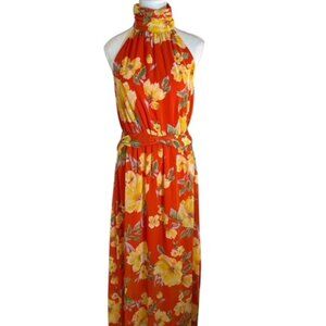 Cato Womens Tropical Printed Dress High Neck Sz  XS Flare Hem Beachy Resortwear